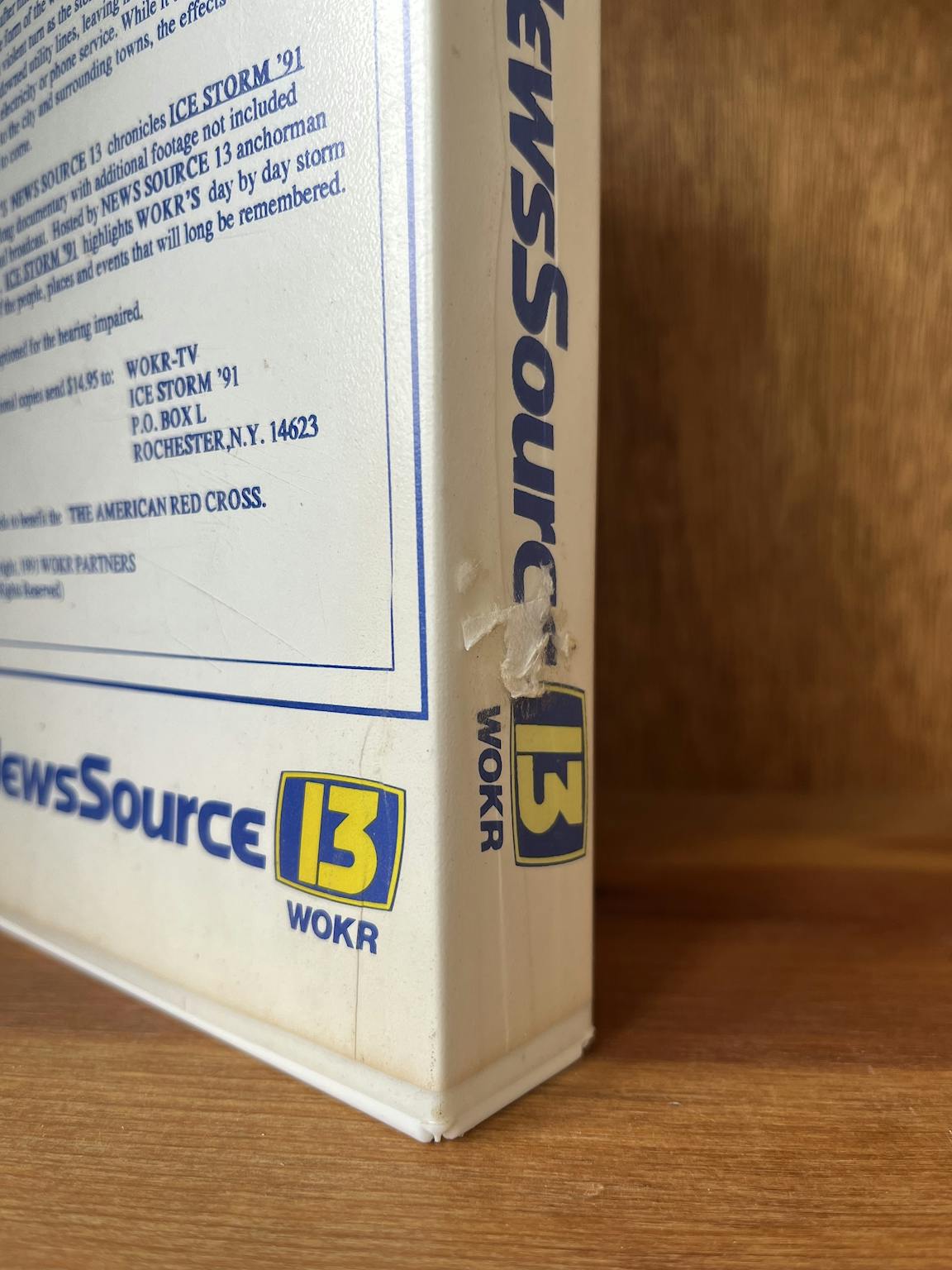 The spine of a vintage VHS box.